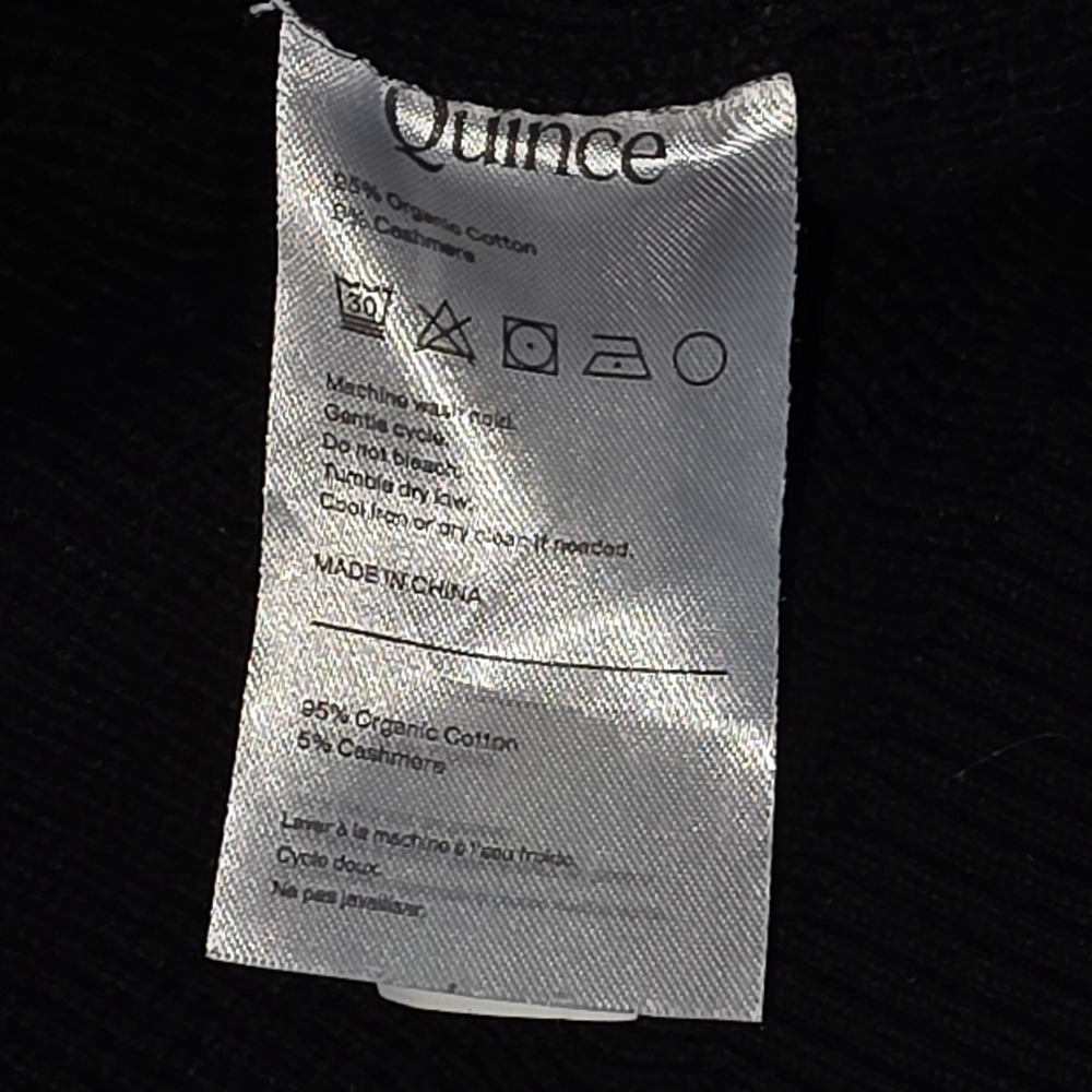 Quince Organic Cotton Cashmere Waffle Crewneck Sweater Black XXL - Picture 9 of 15